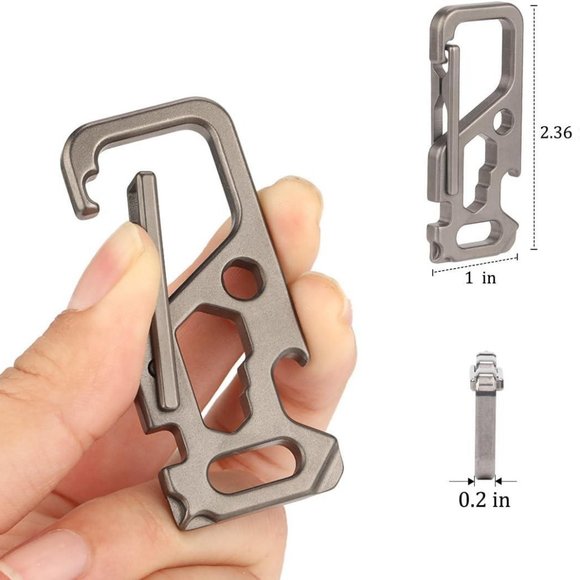 Heavy duty keychain Titanium carabiner clips Multifunctional keychain - Picture 8 of 11